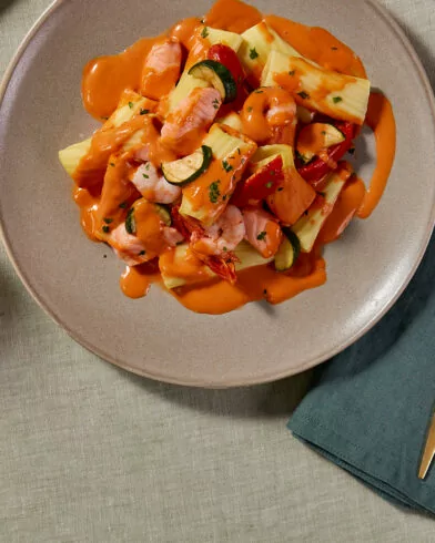 Wildlachs & Garnelen mit Rigatoni Giganti