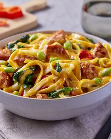 High Protein Hähnchen Asia Style mit Bandnudeln